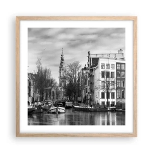 Poster în ramă de stejar deschis - Amsterdam vibes - 50x50 cm