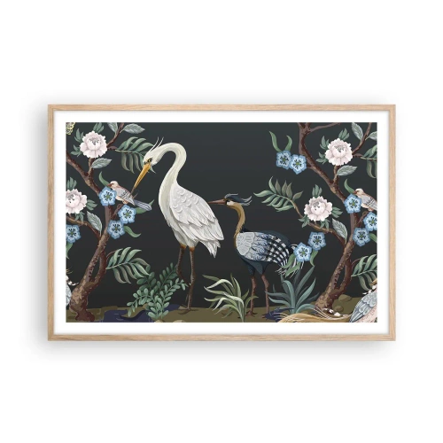 Poster în ramă de stejar deschis - Parada păsărilor - 91x61 cm