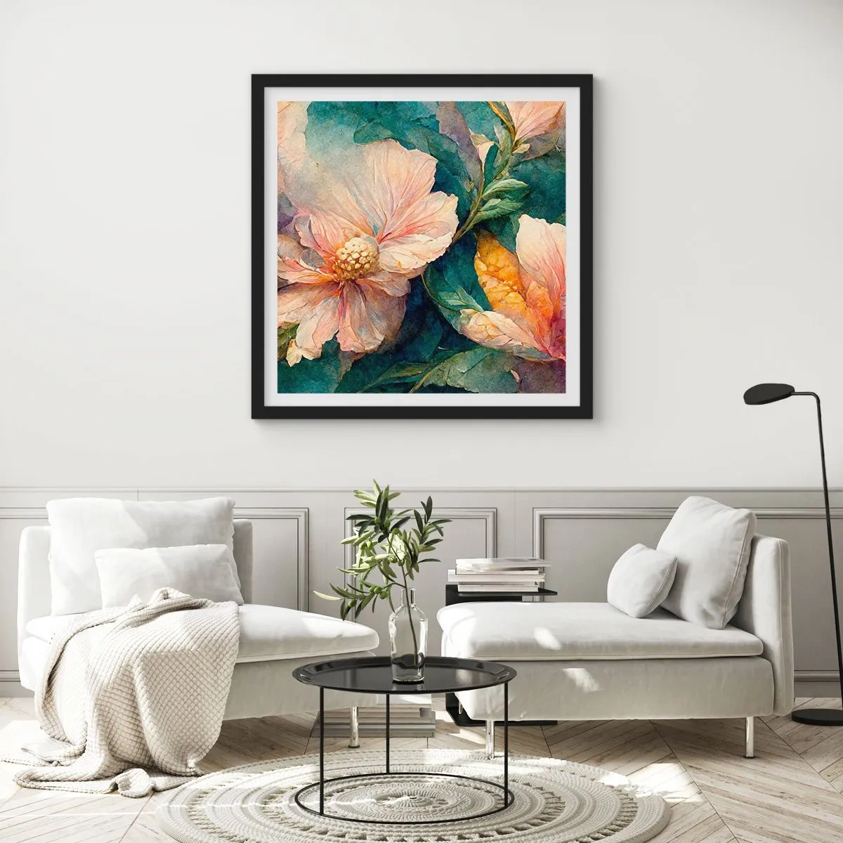 Poster în ramă neagră - Subtilitate pură - 60x60 cm