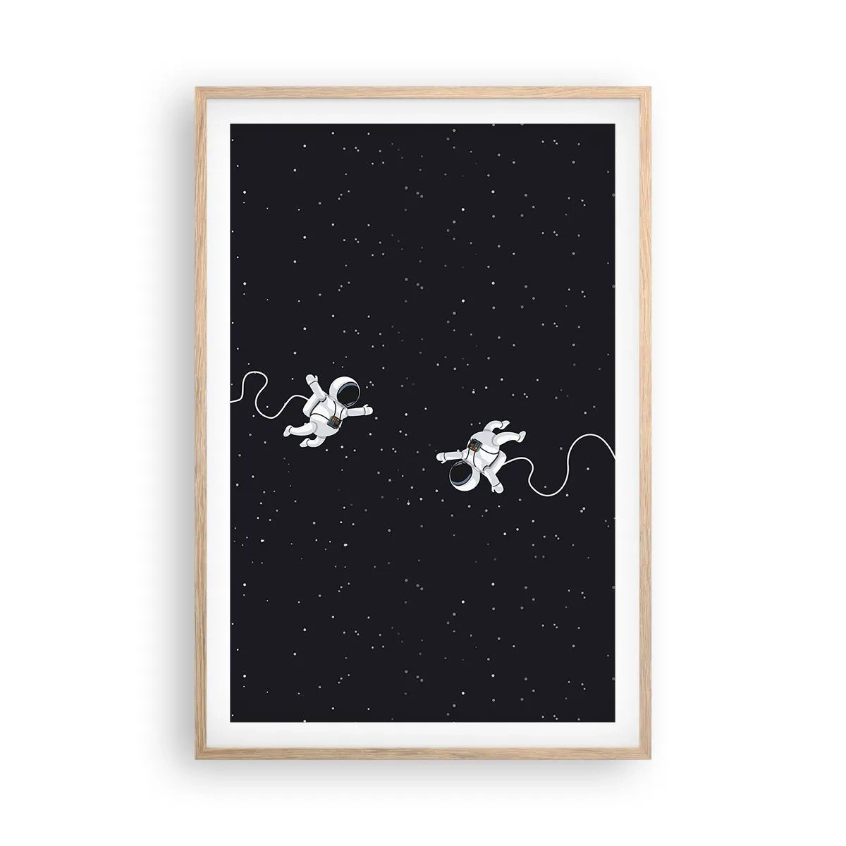 Poster în ramă de stejar deschis - Dansul spațial - 61x91 cm