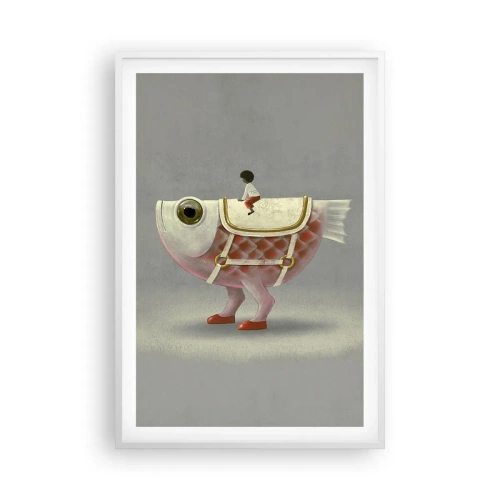 Poster în ramă albă - Călărețul Pescărel - 61x91 cm