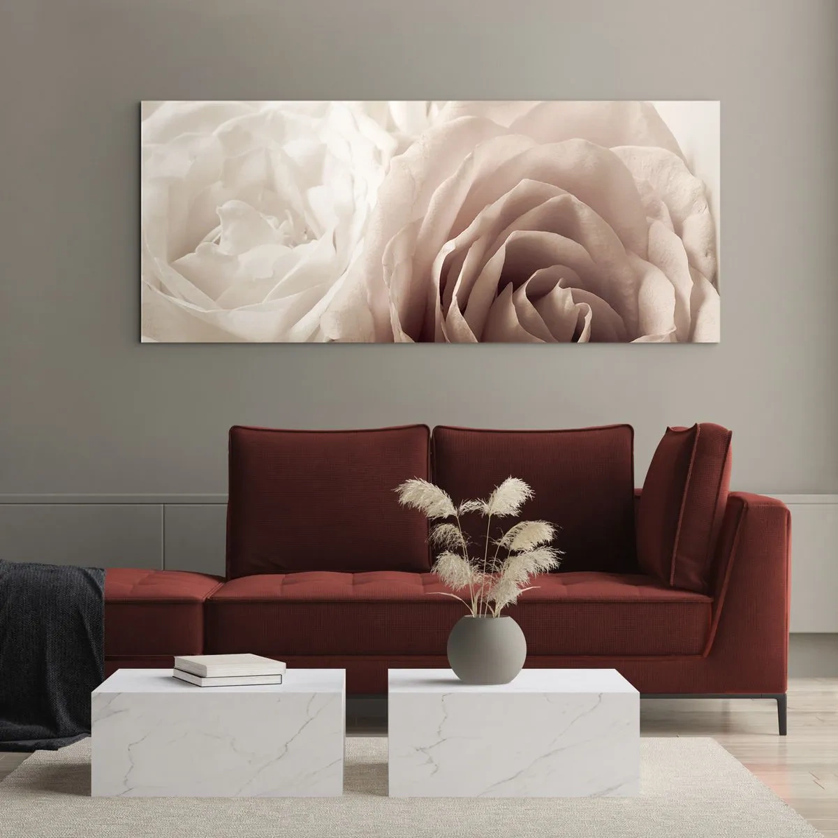Tablou pe sticlă - În inima unui trandafir - 100x40 cm