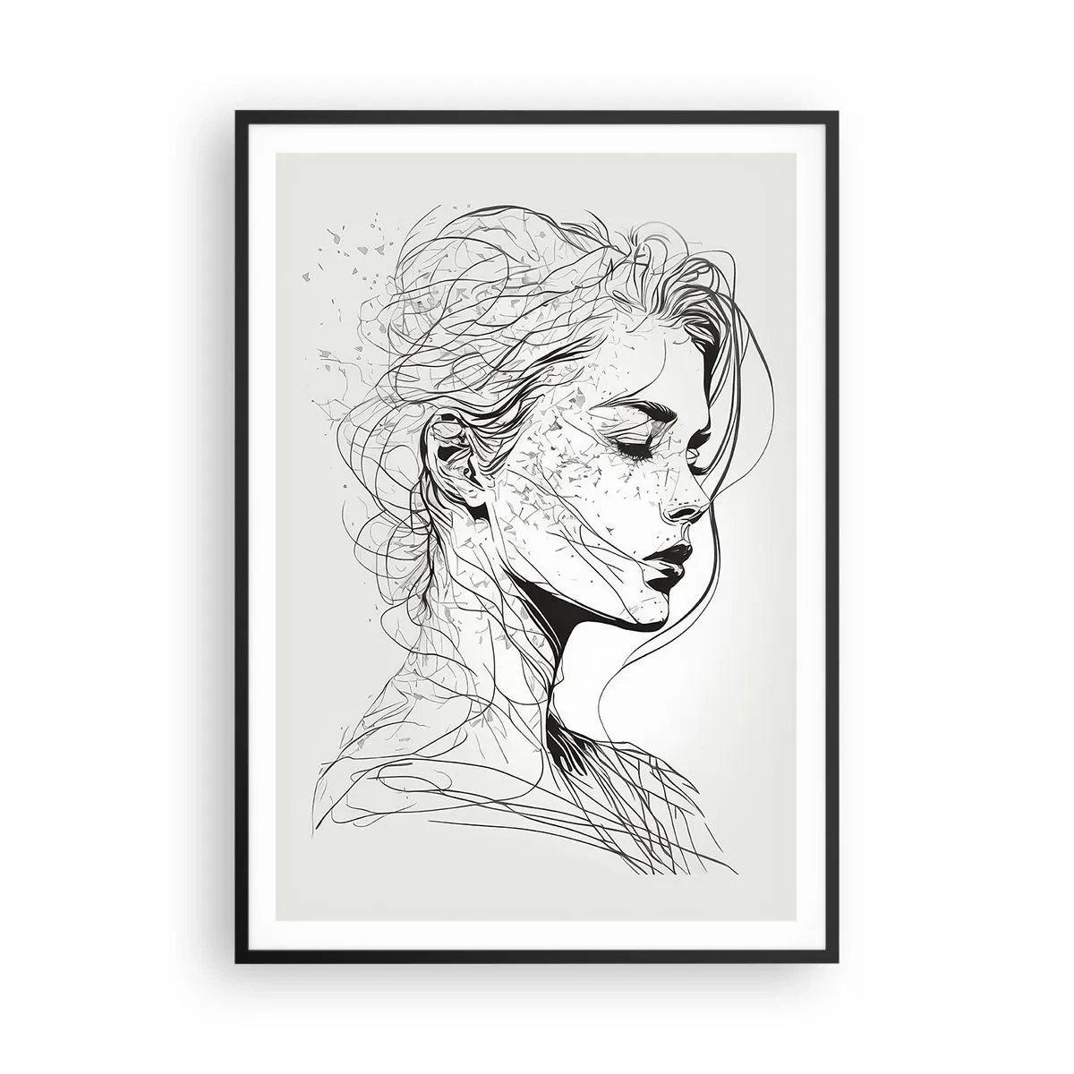 Poster în ramă neagră - Desenată cu linii - 70x100 cm