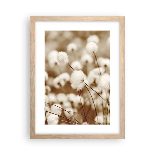 Poster în ramă de stejar deschis - Câmp pufos - 30x40 cm