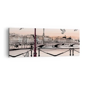 Tablou pe pânză - Deasupra acoperișurilor Parisului - 140x50 cm