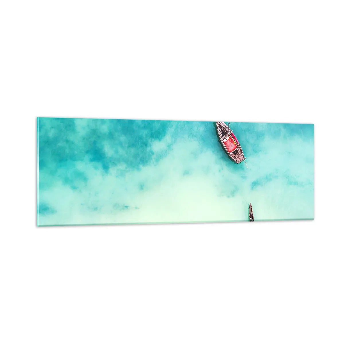 Tablou pe sticlă - Pe plajele din Zanzibar, când apele în exces... - 90x30 cm
