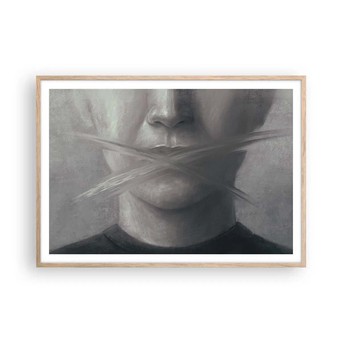 Poster în ramă de stejar deschis - Nici un cuvânt - 100x70 cm