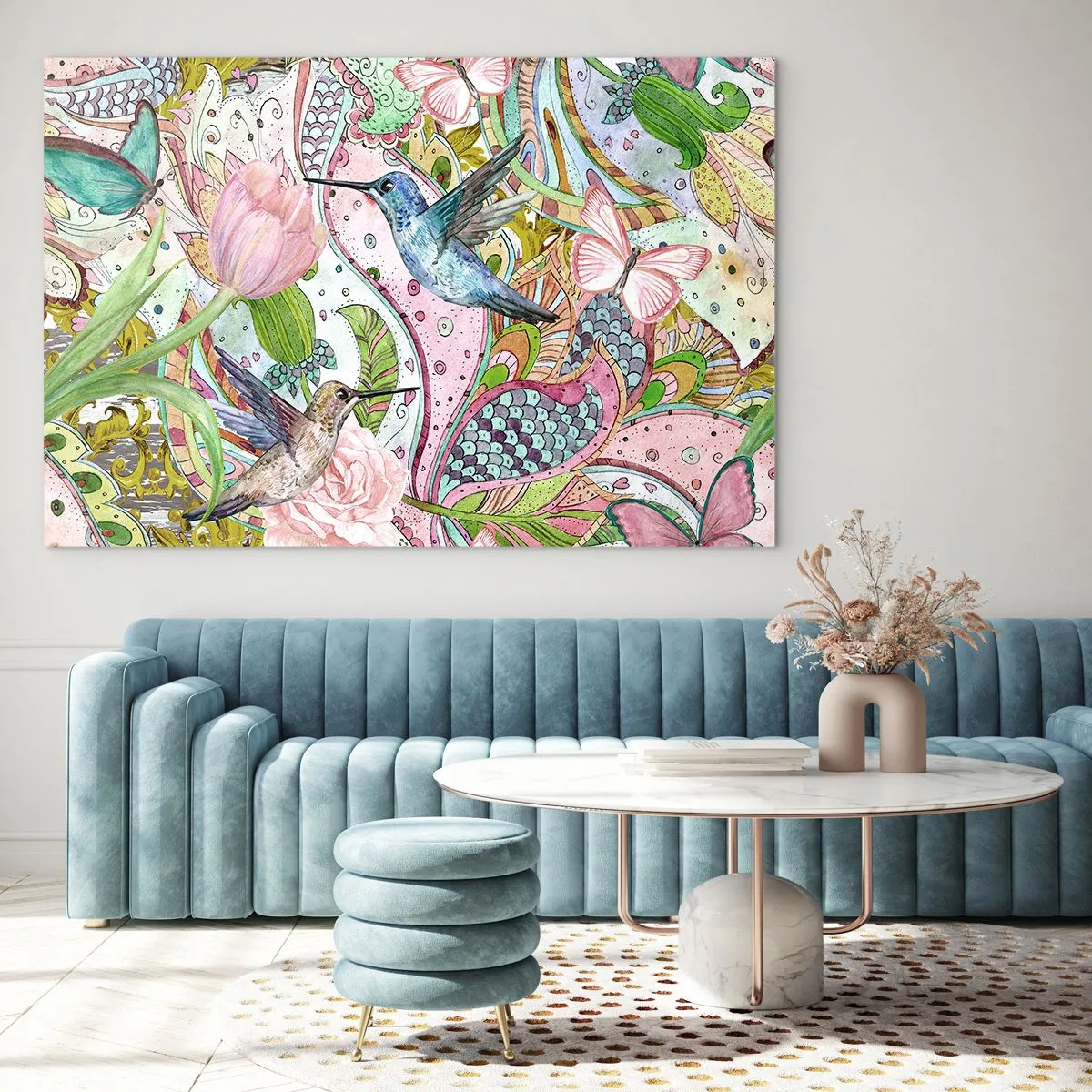 Tablou pe sticlă - Încurcat în viță de vie - 100x70 cm