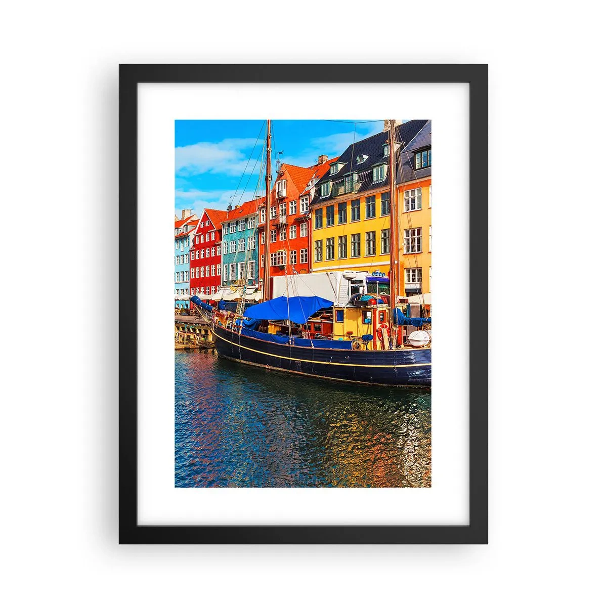 Poster în ramă neagră - Portul vesel - 30x40 cm