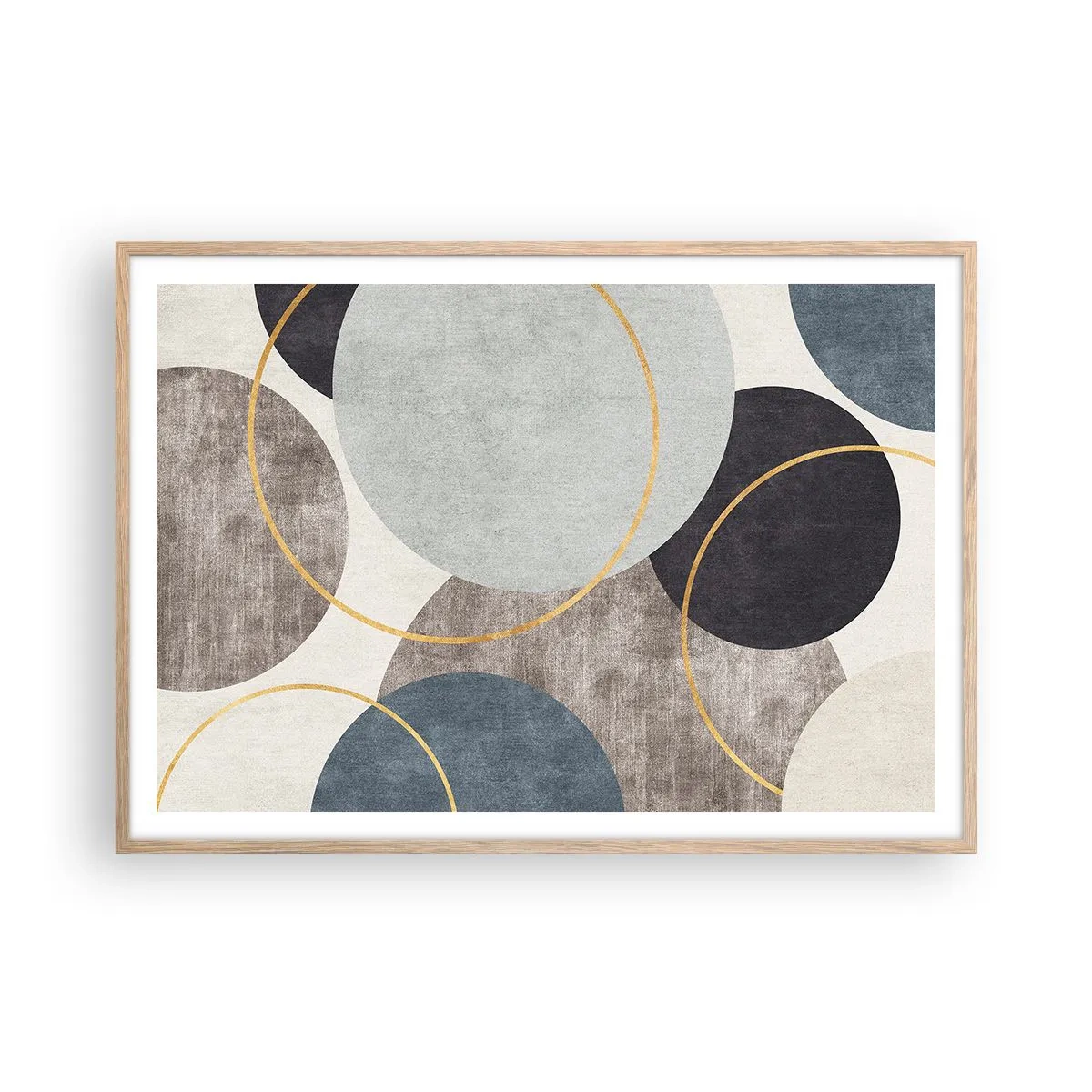 Poster în ramă de stejar deschis - Roată cu roată - 100x70 cm