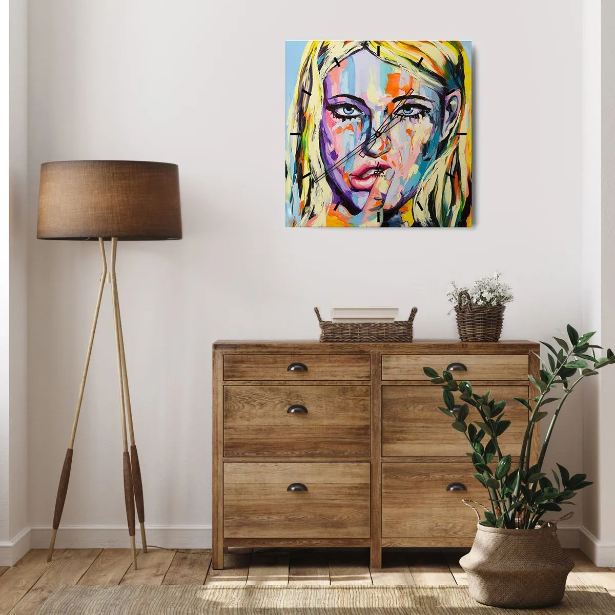 Ceas de perete - Ceas pe sticlă - Privește-o drept în ochi - 30x30 cm