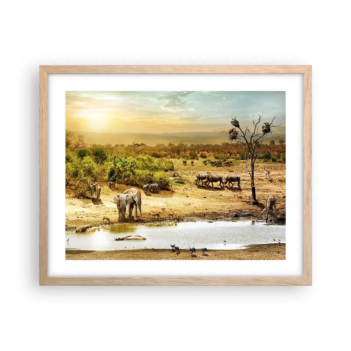 Poster în ramă de stejar deschis - "Și din Eden curgea un râu..." - 50x40 cm