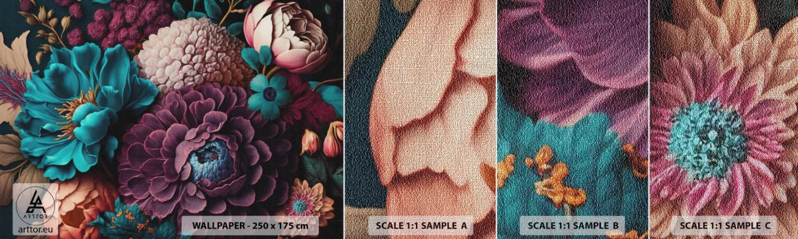 Mostră tapet Premium Canvas - Natura în abundență - Flori, Botanică, Epocă - 100x30 cm