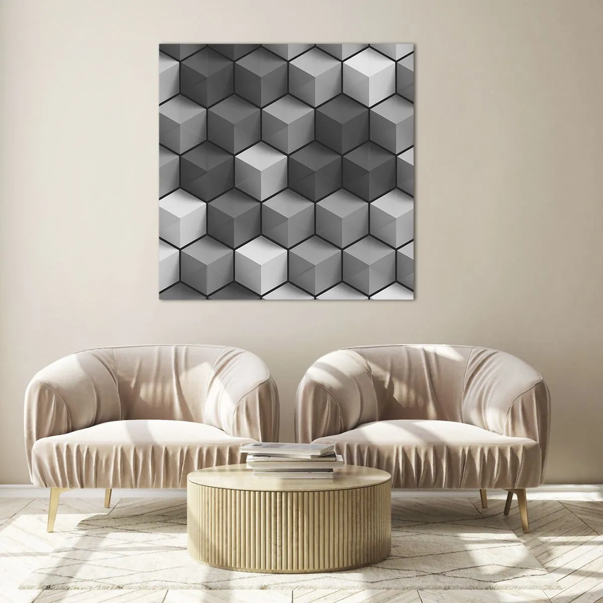Tablou pe sticlă - Puzzle cubist - 50x50 cm