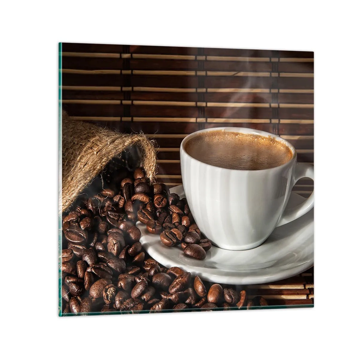 Tablou pe sticlă - Negru de cărbune, transparență de chihlimbar - 70x70 cm