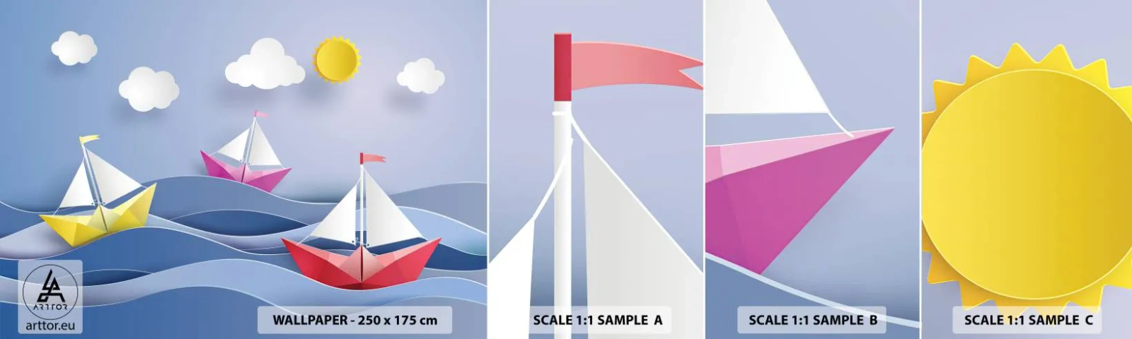 Mostră tapet autocolant Deluxe Sticker - Ah, ce plăcut e să te legeni printre valuri - Pentru copii, Nautic, Łódź - 100x30 cm