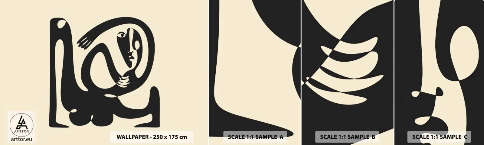 Mostră tapet autocolant Deluxe Sticker - Aproape Picasso - Abstracția, Bucată, Grafică - 100x30 cm