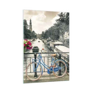 Tablou pe sticlă - Culorile unui canal din Amsterdam - 50x70 cm