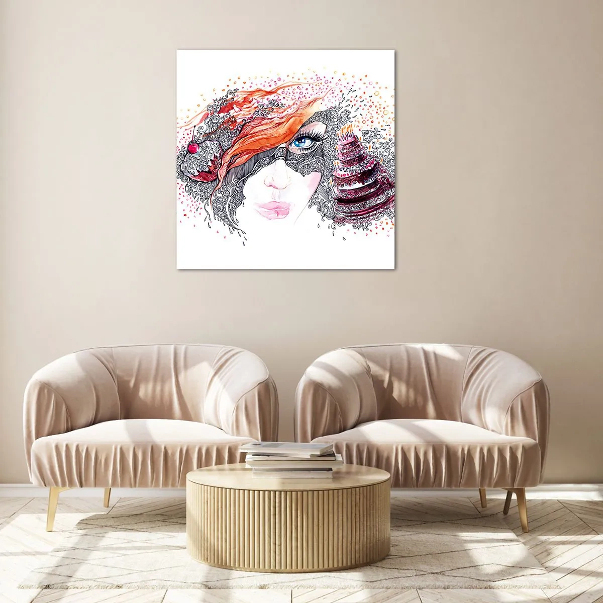 Tablou pe sticlă - Cu ea fiecare zi e o sărbătoare - 40x40 cm