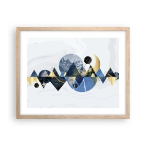 Poster în ramă de stejar deschis - Peisaj geometric - 50x40 cm
