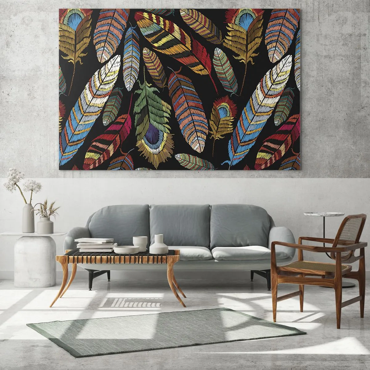 Tablou pe sticlă - Carnavalul păsărilor - 160x50 cm