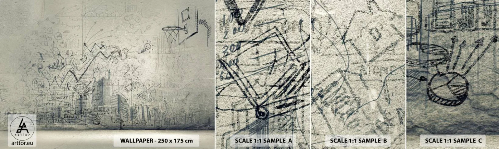 Mostră tapet autocolant Deluxe Sticker - Minunata mea viață de oraș - Graffiti, Bucată, Grafică - 100x30 cm