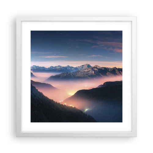 Poster în ramă albă - Lumină în văi - 40x40 cm