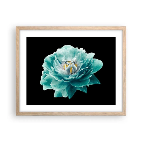 Poster în ramă de stejar deschis - Petale albastre și aurii - 50x40 cm