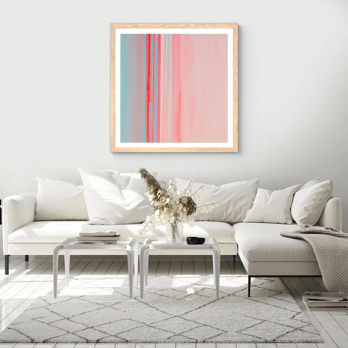 Poster în ramă de stejar deschis - Abstracție în zori - 60x60 cm