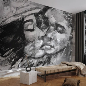 Tapet Premium Sand - Un moment de tandrețe - Sărutări, Dragoste, Îndrăgostiți - 350x256 cm