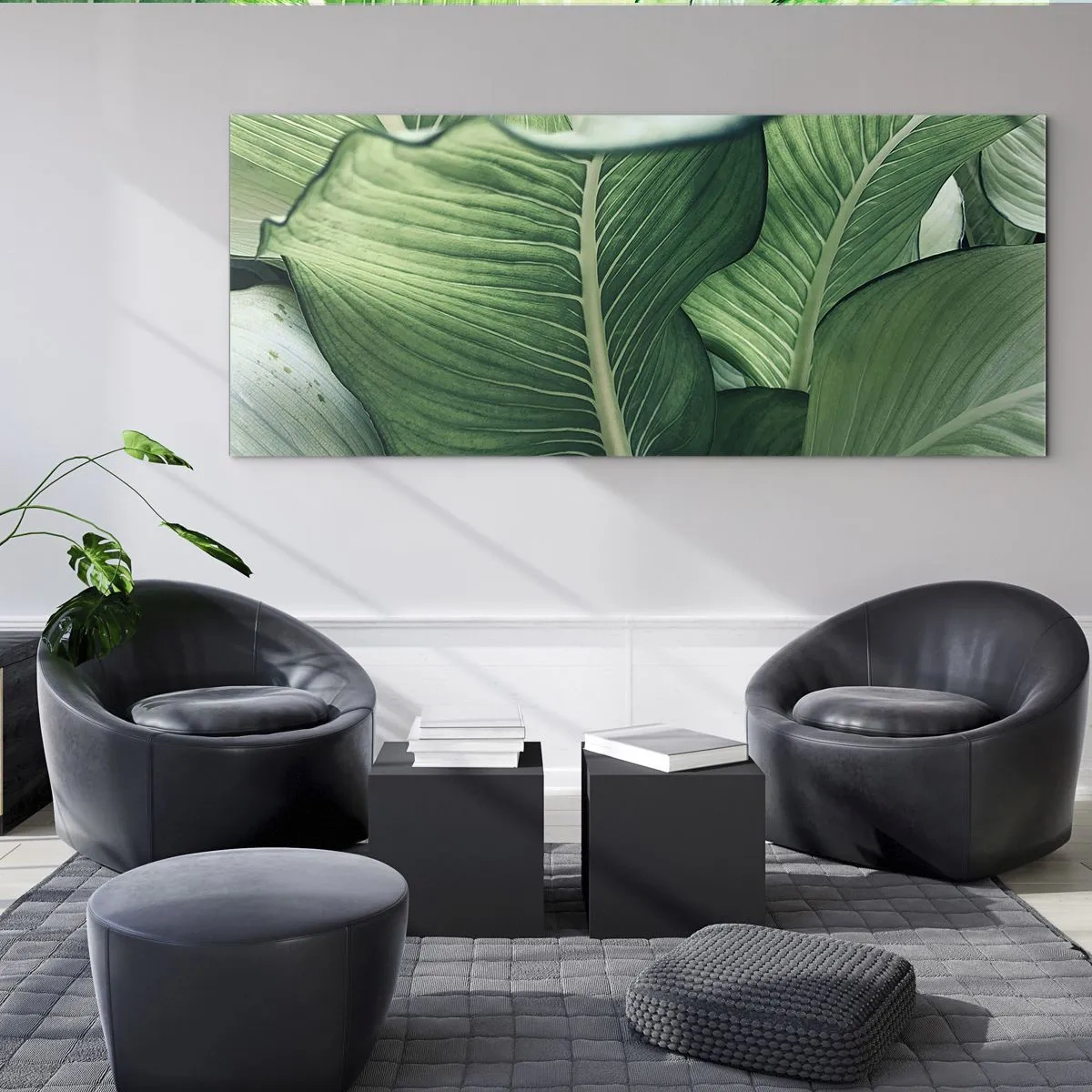 Tablou pe sticlă - Viață intensă în verde - 90x30 cm