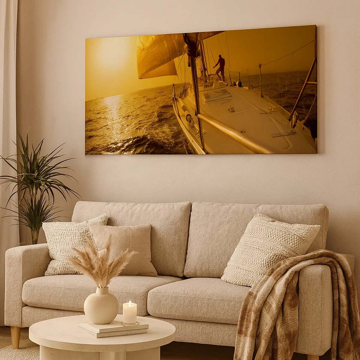 Tablou pe pânză - O seară aurie după o zi multicoloră - 30x30 cm