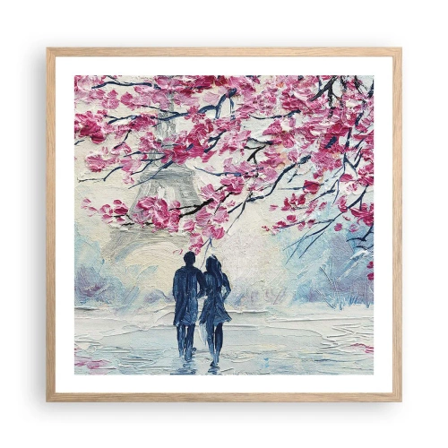 Poster în ramă de stejar deschis - Plimbare romantică - 60x60 cm