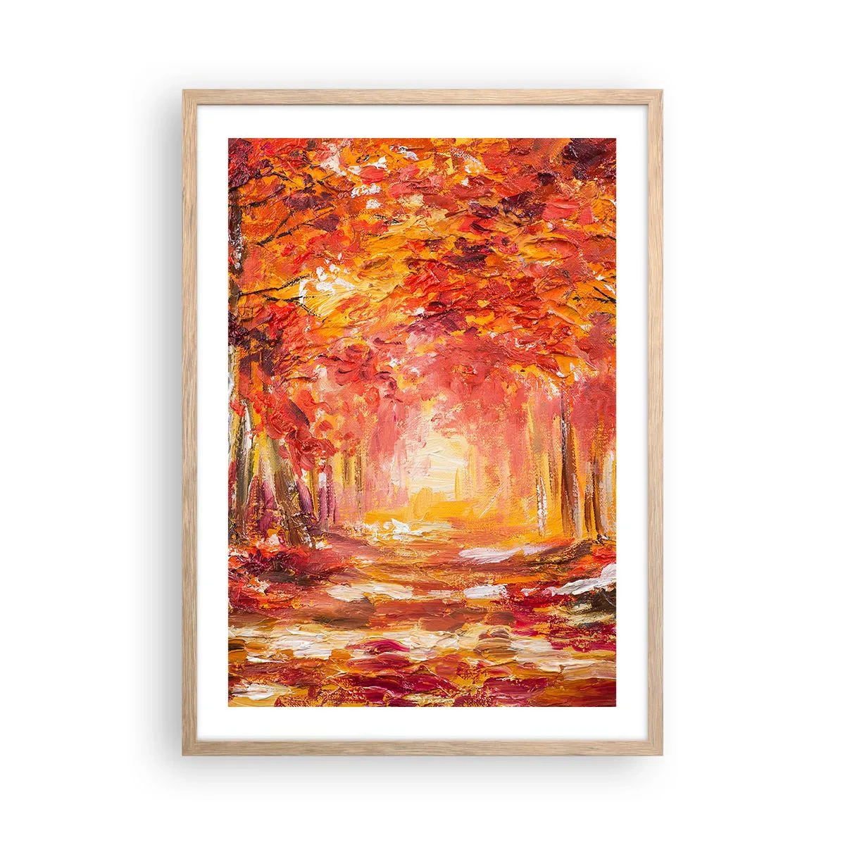Poster în ramă de stejar deschis - Pădurea de cupru - 50x70 cm