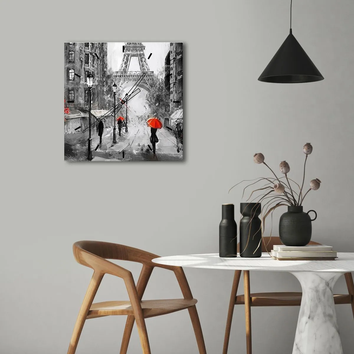 Ceas de perete - Ceas pe sticlă - Toate drumurile duc la el - 30x30 cm