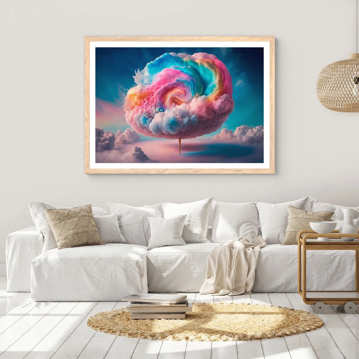 Poster în ramă de stejar deschis - Visul unui parc de distracții - 100x70 cm