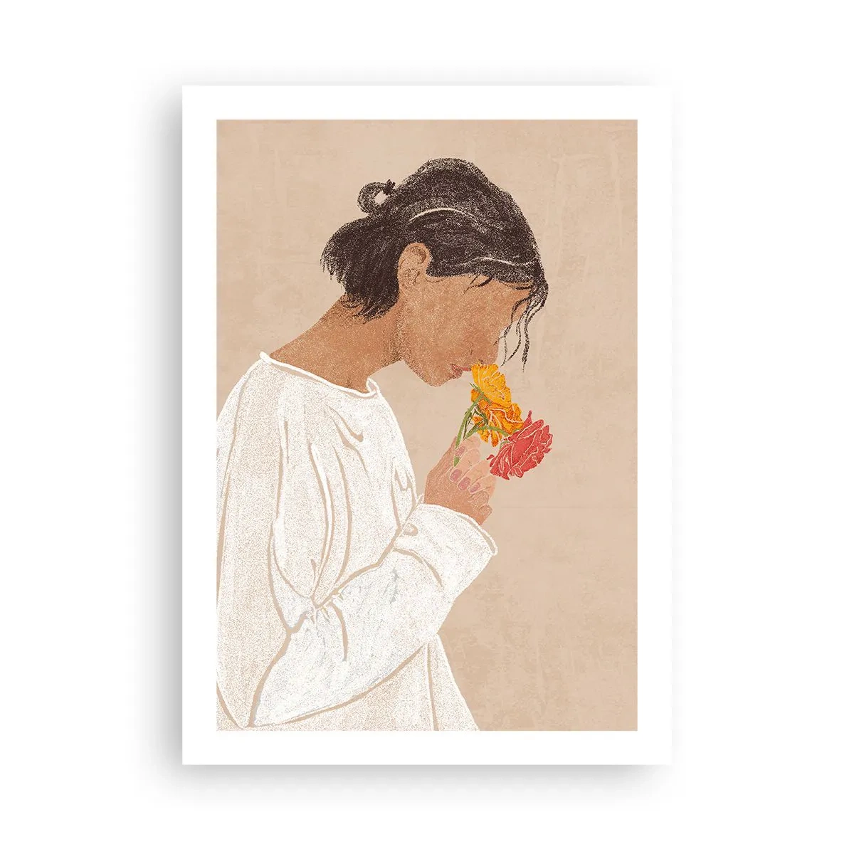 Poster - Fată și floare - 50x70 cm