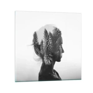 Tablou pe sticlă - Doamna din pădurea de pini - 30x30 cm