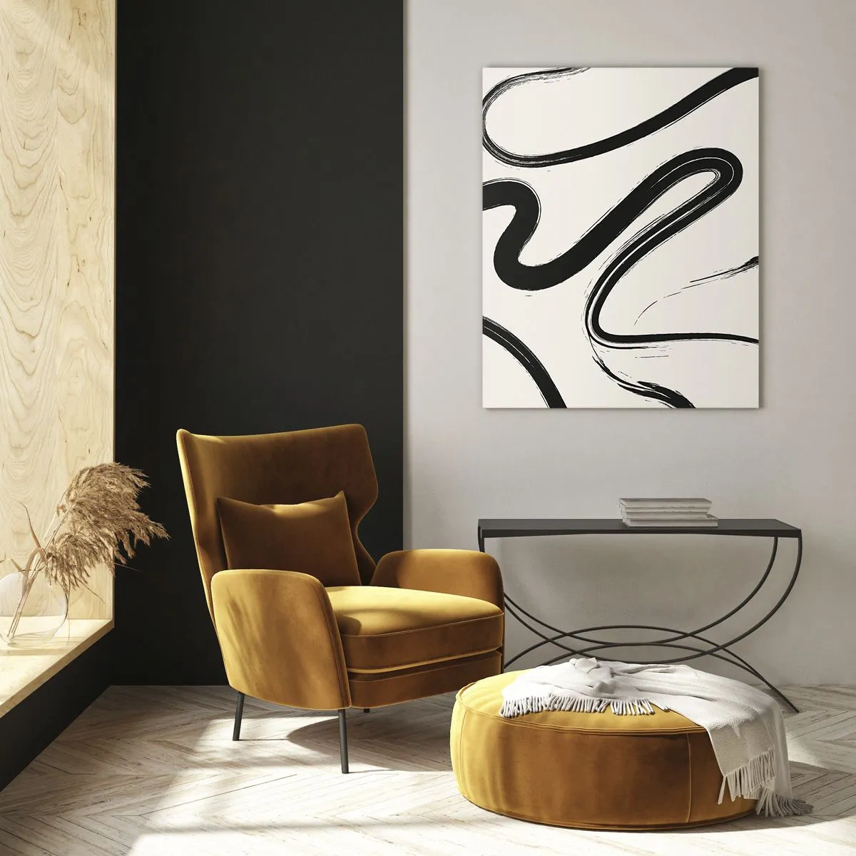 Tablou pe sticlă - Capriciu în alb și negru - 50x70 cm