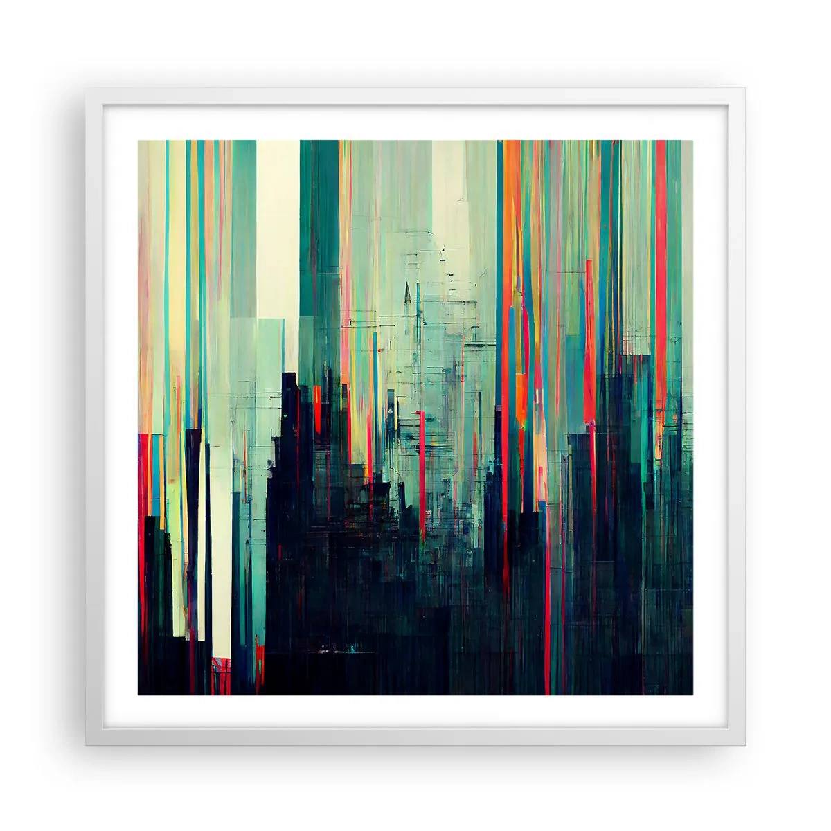 Poster în ramă albă - Oraș futurist - 60x60 cm