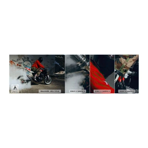 Mostră tapet Premium Canvas - Gonește după mine! - Automobile, Motocicletă, Graffiti - 100x30 cm