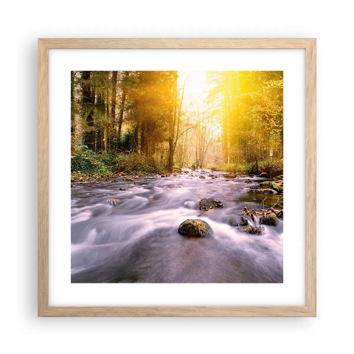 Poster în ramă de stejar deschis - Malachit în rame de argint și aur - 40x40 cm