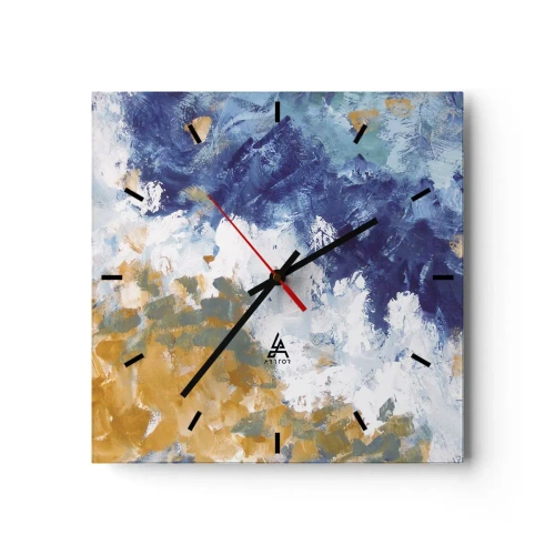 Ceas de perete - Ceas pe sticlă - Dansul elementelor - 30x30 cm