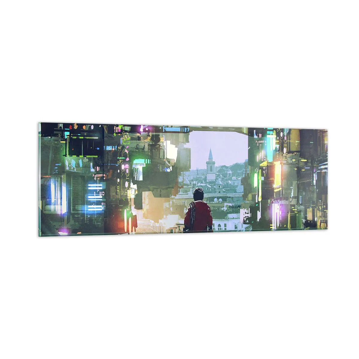 Tablou pe sticlă - Două lumi - 90x30 cm