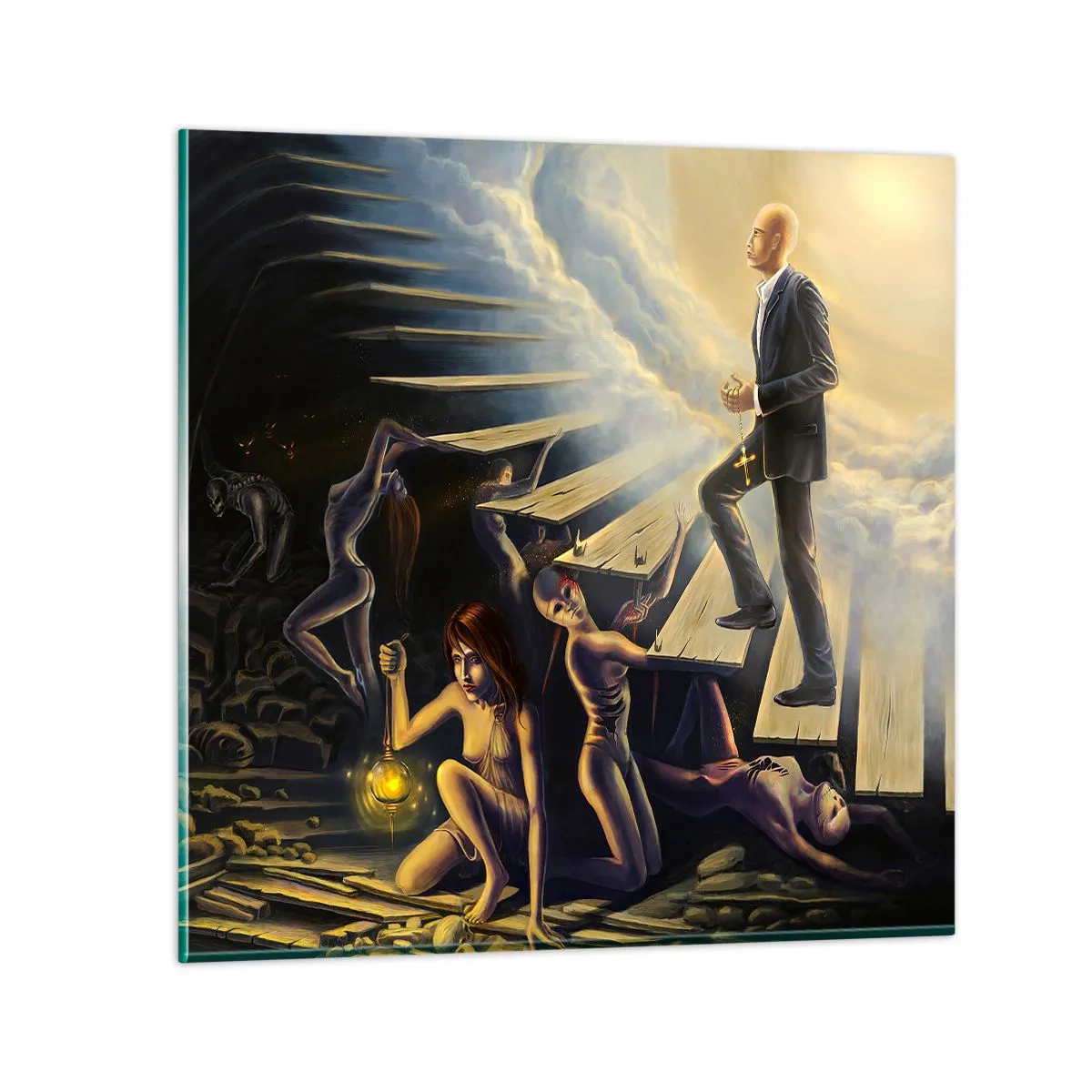 Tablou pe sticlă - O călătorie dantescă spre lumină - 40x40 cm