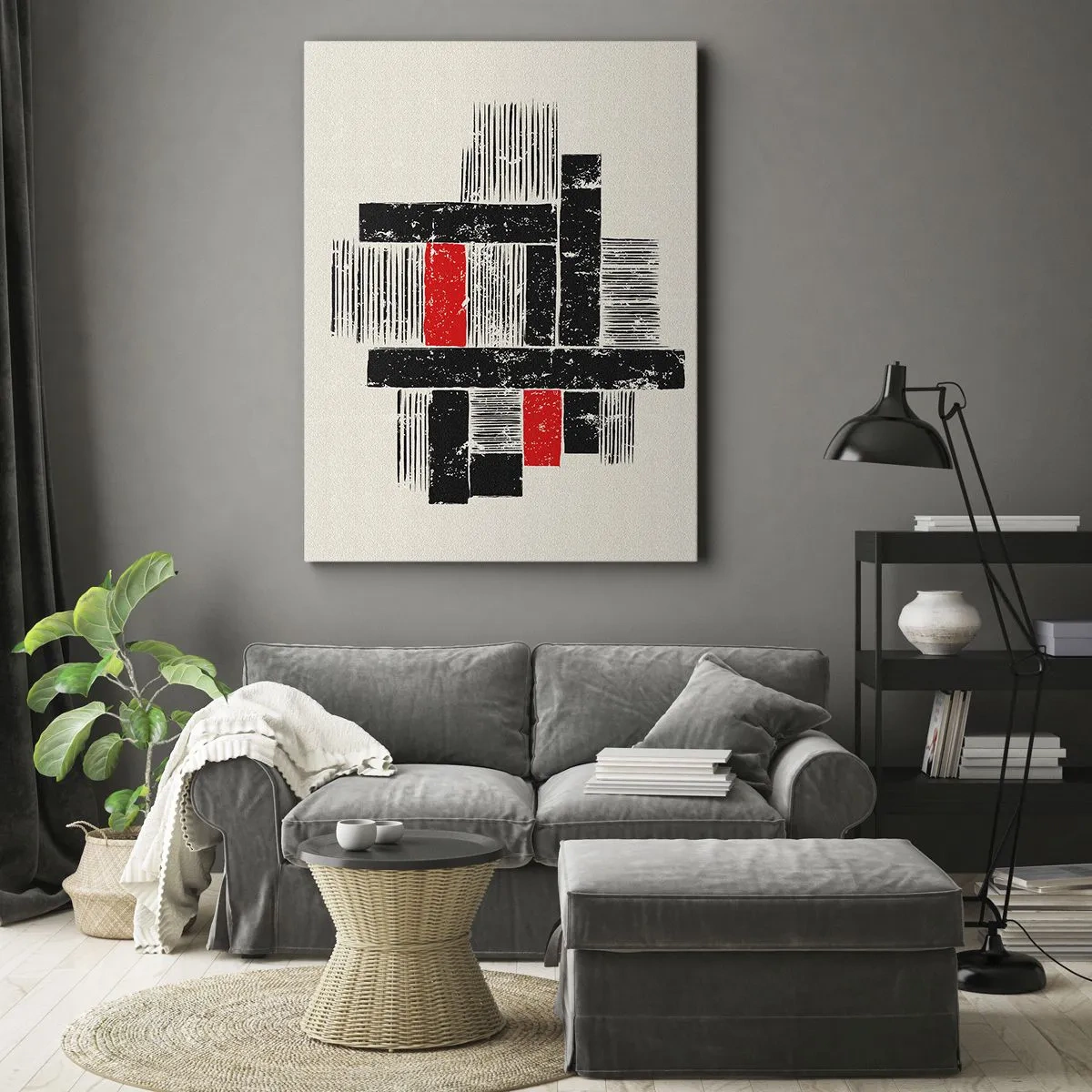 Tablou pe pânză - Roșu și negru - 65x120 cm