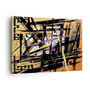 Tablou pe pânză Canvas - Linii și forme abstracte pe un fundal bej - 70x50cm - Tăietură ascuțită - Decorațiune modernă pentru perete pentru living și dormitor ARTTOR
