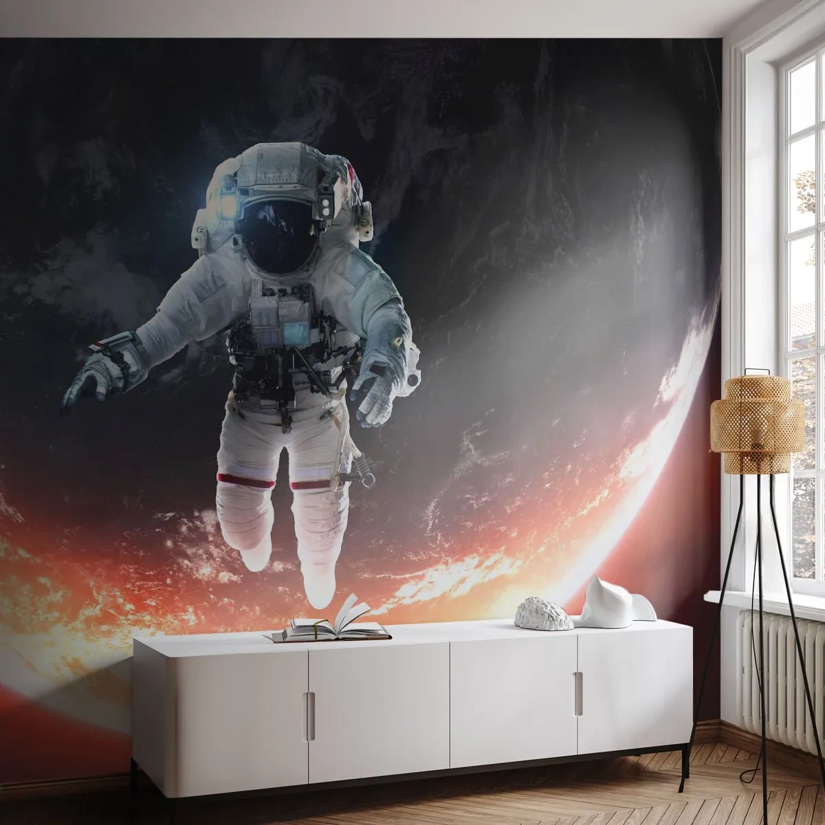 Tapet Autoadeziv Deluxe Sticker - Pot să mai stau un pic? - Astronaut, Cosmos, Cosmonaut - 250x175 cm
