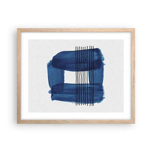 Poster în ramă de stejar deschis - Compoziție albastru-negru - 50x40 cm