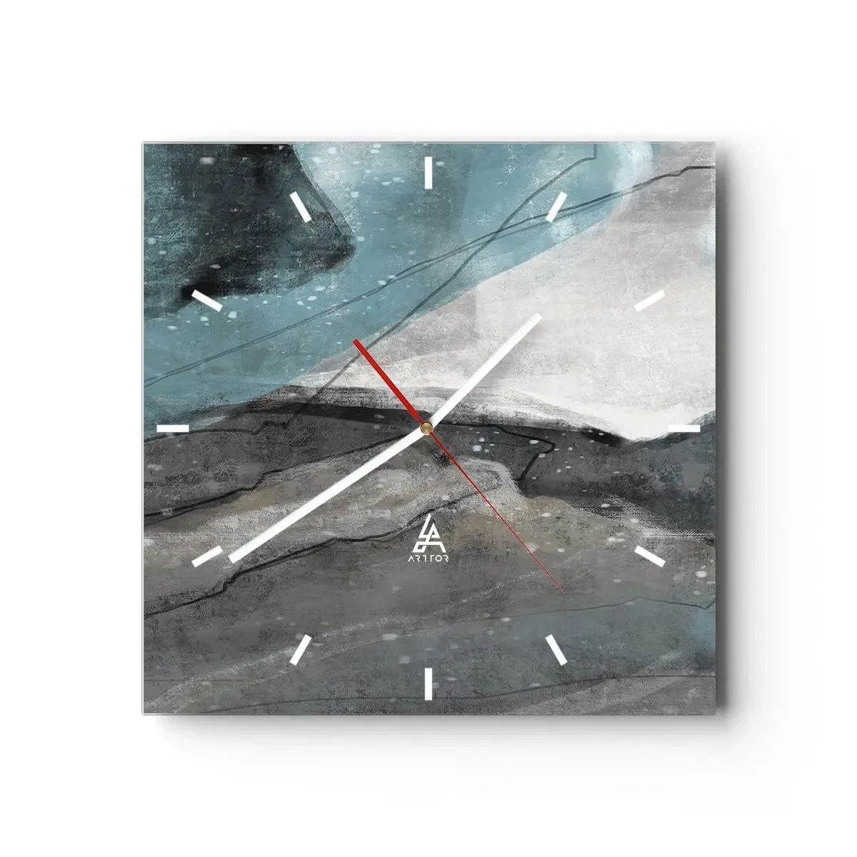 Ceas de perete - Ceas pe sticlă - Abstracție: roci și gheață - 30x30 cm